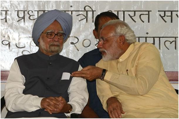 Manmohan Singh (L) and Narendra Modi (SAM PANTHAKY/AFP/Getty Images))