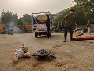 Residents clearing the site of the havan at Sector 37 on 26 November