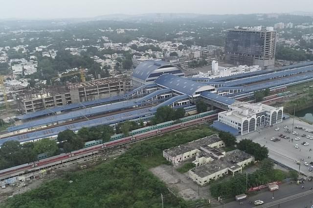 An aerial view of the redeveloped Rani Kamalapati Railway Station (AIR)