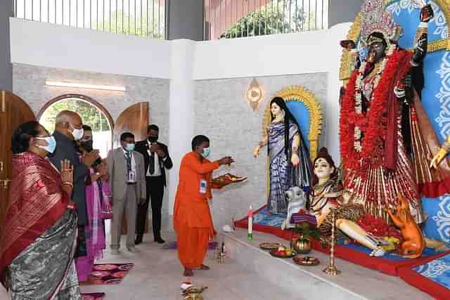 President Kovind at Shri Rana Kali Mandir (Pic Via PIB)