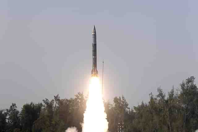 DRDO-made Pralay Missile lifting off.