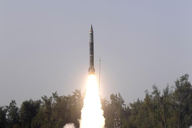 DRDO-made Pralay Missile lifting off.