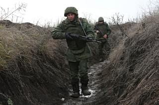 A trench at the line of separation near Sentianivka, Luhanshk region, eastern Ukraine. 