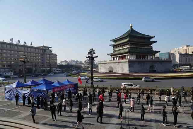 Residents line up at a COVID-19 testing site in Xi'an (Pic Via Chinese state news agency Xinhua)