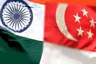 India and Singapore's national flags