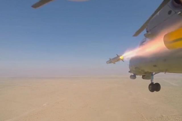 Indigenously designed and developed Helicopter launched Stand-off Anti-tank Missile was successfully flight tested from Pokhran ranges. (DRDO/Twitter)
