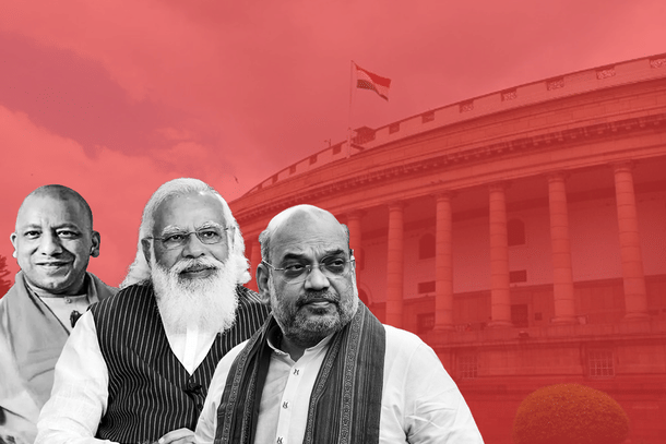Narendra Modi, Amit Shah and Yogi Adityanath.