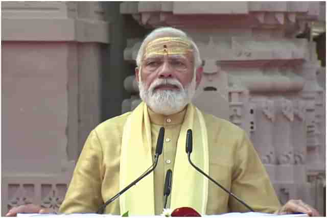 Prime Minister Narendra Modi at the Kashi Vishwanath temple corridor.