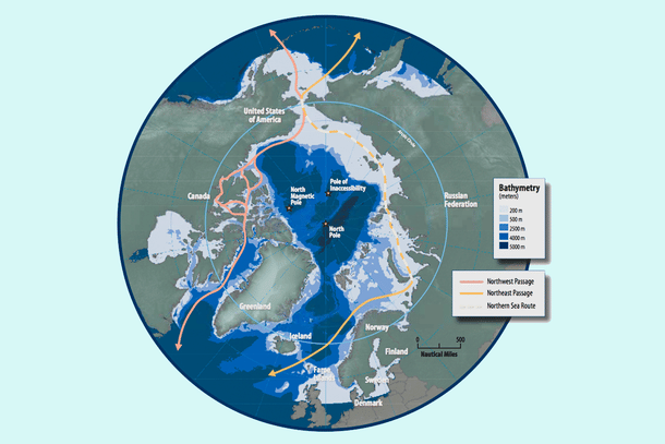 The Northern Sea Route (Yellow dashed line). (Source: Wikipedia)