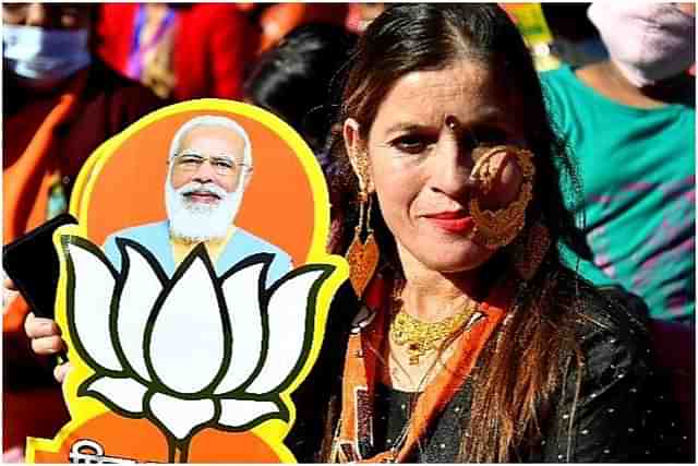 Woman at BJP's Dehradun rally (Twitter) 