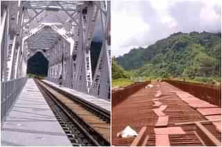 Work in progress on bridge numbers 40 and 41 as part of Northeast Frontier Railway initiative to connect Jiribam and Imphal.