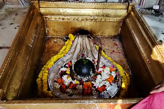 The Avimukteshwar Linga that has been reinstalled in the surroundings of the temple in a much neater space and super structure.