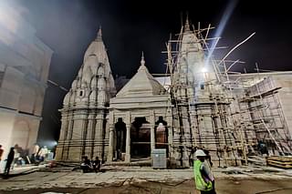 One of the temples, said to be replica of the Vishwanath temple, being cleaned and restored
