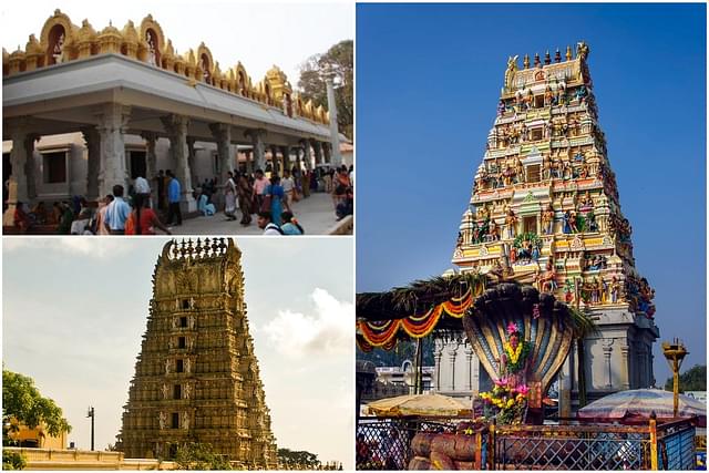 Only Banashankari temple (Top-left), Ghati Subrahmanya (right), Chamundeshwari temple (bottom left) and Yediyur Siddalingeshwara temples have been filing audit reports to the government regularly. 