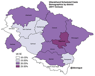 Map 6: Scheduled caste demographics of Uttarakhand by district.