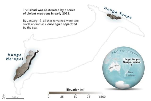 NASA evolution of the volcanic island near Tonga