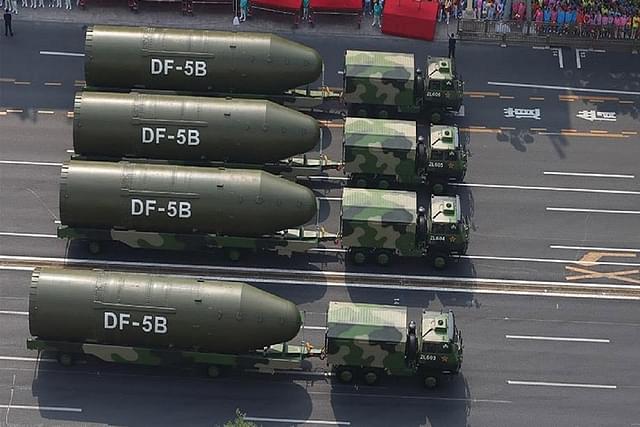 Missiles being showcased in a Chinese military parade 