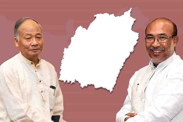 Okram Ibobi Singh of Congress (L) and N Biren Singh of BJP (R).