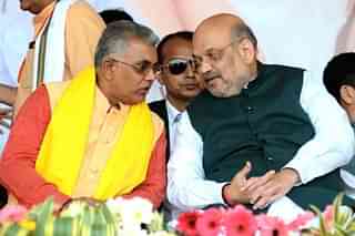 Home Minister Amit Shah and Bengal BJP leader Dilip Ghosh.&nbsp;