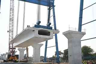 First full span 40 m Box Girder that was erected by NHSRCL (Ministry of Railways)
