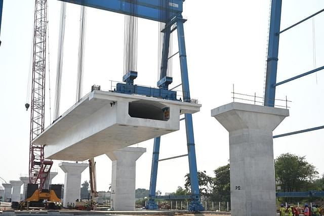 First full span 40 m Box Girder that was erected by NHSRCL (Ministry of Railways)