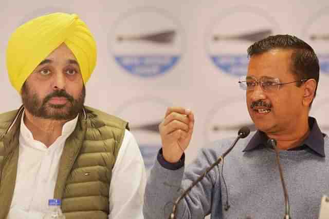 Punjab CM Bhagwant Mann and AAP leader Arvind Kejriwal.