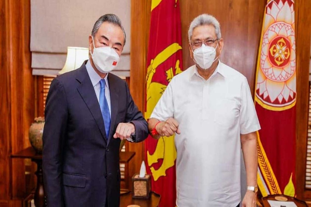 Former Sri Lankan President Gotabaya Rajapaksa  With Chinese foreign minister Wang Yi