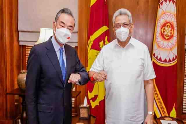 Former Sri Lankan President Gotabaya Rajapaksa  With Chinese foreign minister Wang Yi