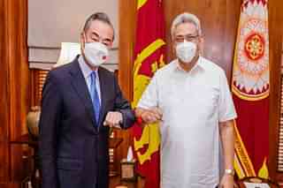 Former Sri Lankan President Gotabaya Rajapaksa  With Chinese foreign minister Wang Yi