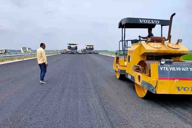 An under construction expressway in Uttar Pradesh.  