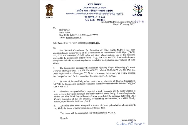Notice to West Delhi DCP by child commission