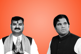 Pilibhit Sadar MLA Sanjay Singh Gangwar (L) and Pilibhit Lok Sabha MP, Varun Gandhi (R)