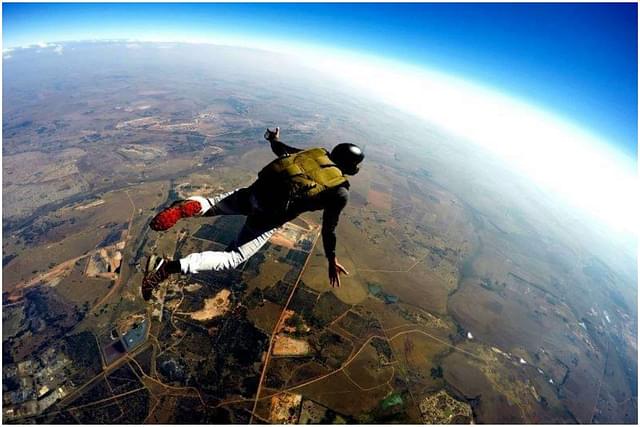 A skydiver in action.
