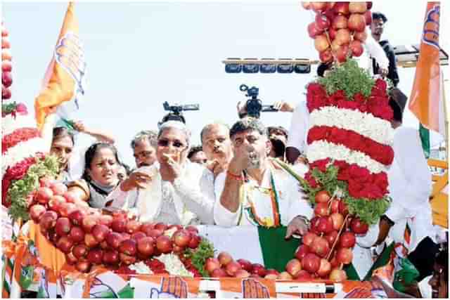 Congress leaders at the Mekedatu rally 