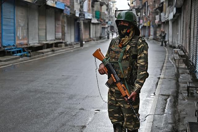 A security personnel in Srinagar 