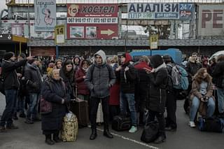 Residents in Kyiv lining up in a bus station to move towards the western region of the country | Credits: New York Times 