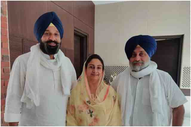 Bikramjit Singh Majithia, Harsimrat Kaur Badal, and Sukhbir Singh Badal (Twitter) 