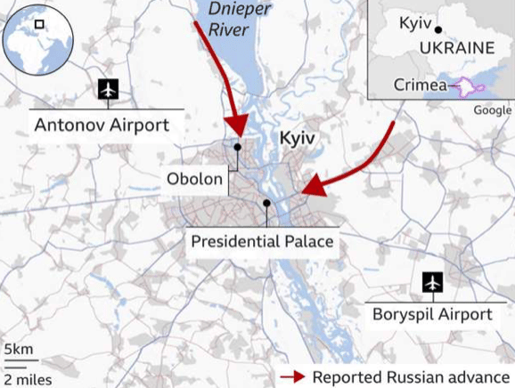 Russian advance on Kyiv | Credits: BBC