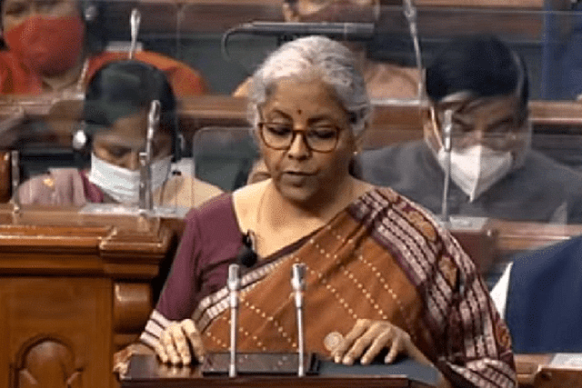 Finance Minister Sitharaman during Union Budget 2022 speech
