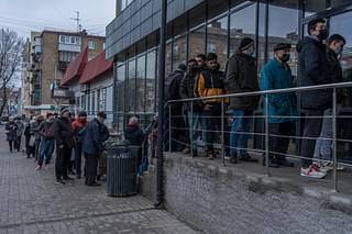 People queuing outside a store in Kyiv | Credits: New York Times 