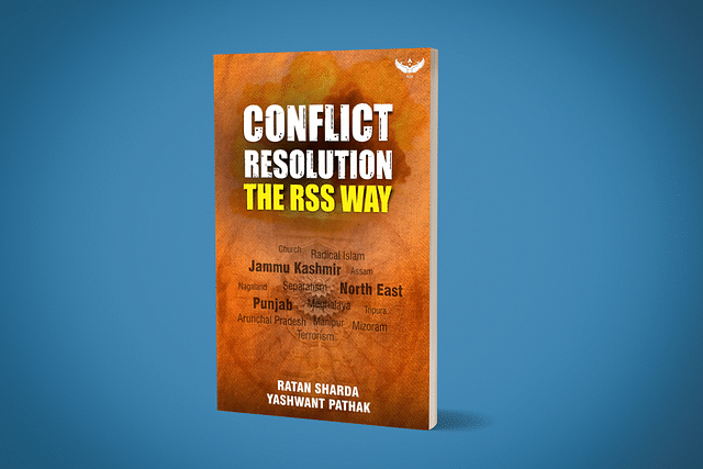 The cover of Ratan Sharda and Yashwant Pathak's book, Conflict Resolution: The RSS Way.