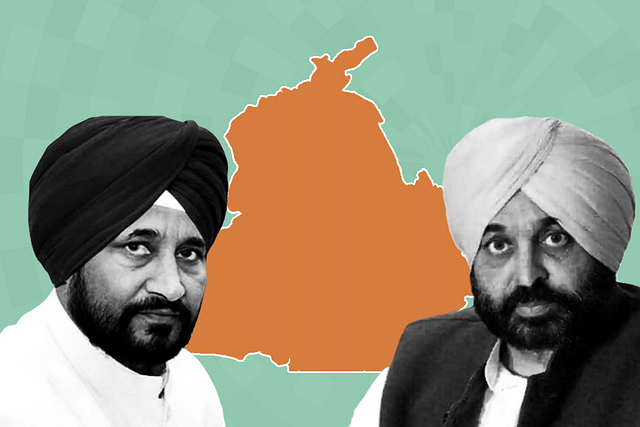 Charanjit Singh Channi (left) and Bhagwant Singh Mann (right)