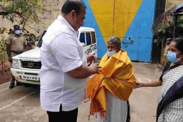DMK MLA Inigo Irudayaraj Seen Felicitating Sagaya Mary