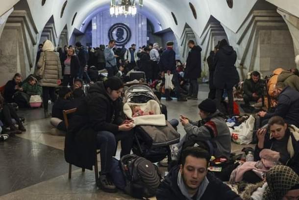 People taking shelter from air strikes in metro stations | Getty images