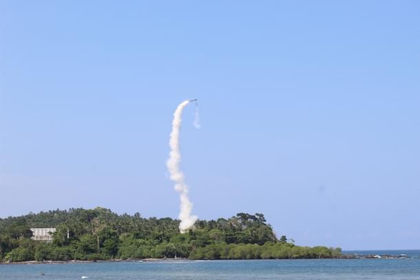 Extended-range variant of BrahMos supersonic cruise missile. (Andaman and Nicobar Command/Twitter)