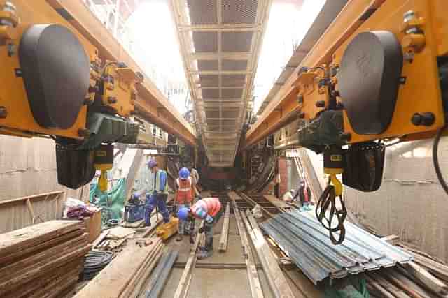 Tunnelling work underway at Anand Vihar.