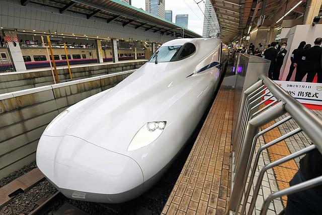 Bullet train in a Japanese station 