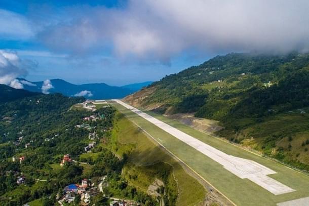 The runway of the newly constructed airport in Sikkim.