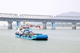 The vessel on River Brahmaputra near Guwahati (@sarbanandsonwal/Twitter)