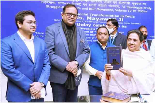 Left to right: Akash Anand, Satish Chandra Mishra and Kumari Mayawati.